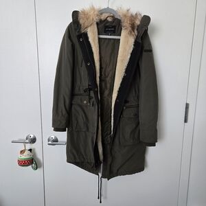Lucky brand Hooded Faux-Fur-Trim Anorak Coat